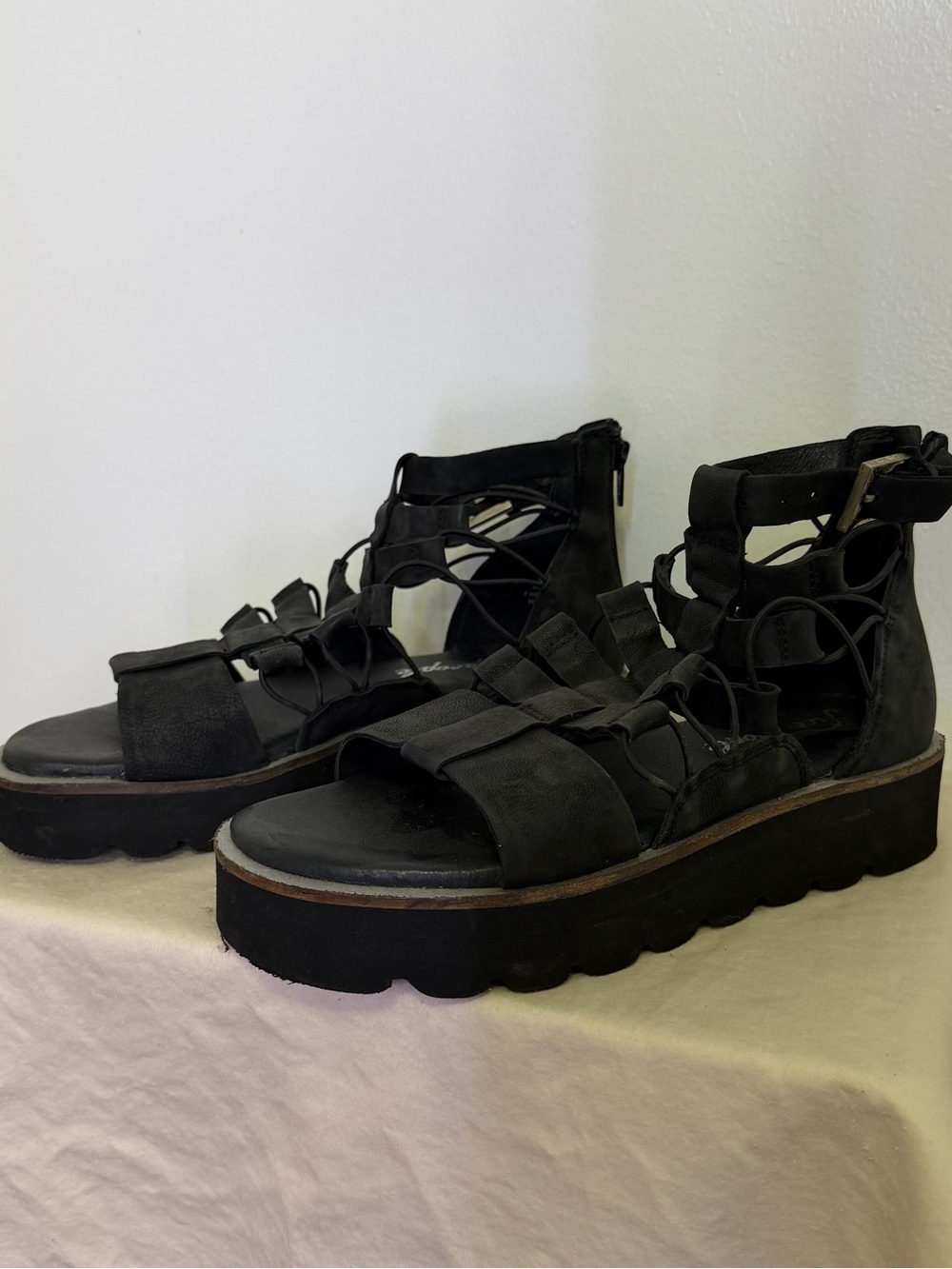 Free People Sunrise Flatform Women's Black Gladiator Platform Sandals Size 38